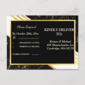 Goud marmer strepen typografie zwart RSVP Uitnodiging Briefkaart (Achterkant)