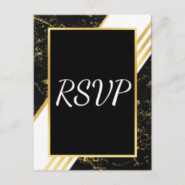 Goud marmer strepen typografie zwart RSVP Uitnodiging Briefkaart