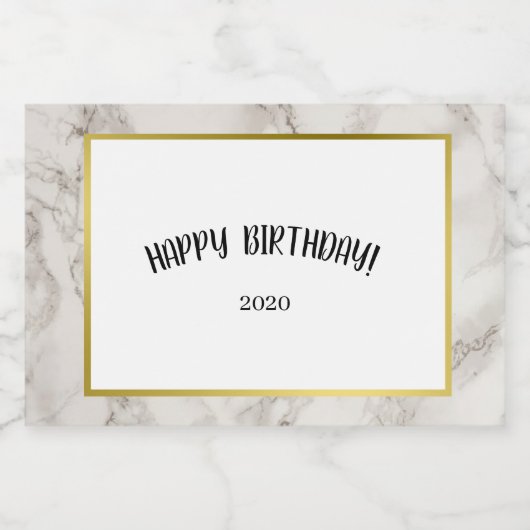 Goud & Marmer Verjaardag Mini Wijn Set Sparkling Wijnetiket (Enkel label)