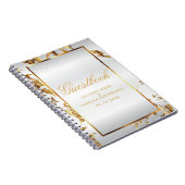 Goud marmer & wit satijn - gastenboek notitieboek (Rechterzijde)