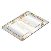 Goud marmer & wit satijn - gastenboek notitieboek (Linkerzijde)