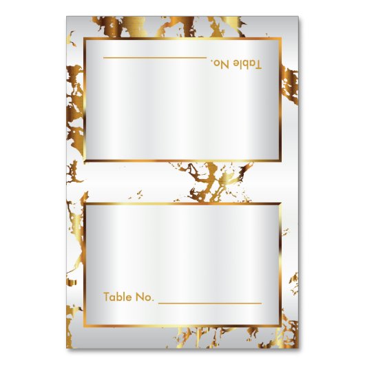 Goud Marmer & Wit Satijn - Tafel Kaarten (Voorkant)