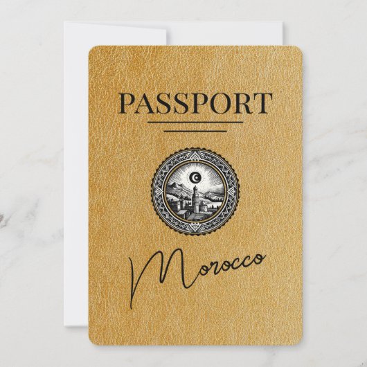 Goud Marokko paspoort Bewaar de datum Save The Date (Voorkant)