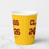 Goud & Maroon Pawprint Klasse van Afstuderen Papieren Bekers (Rechts)