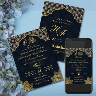 GOUD MASJID BEWERKBAAR NIKAH MOSLIM BRUILOFT KAART