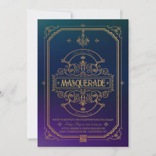 Goud Masquerade Prom Invitation Kaart