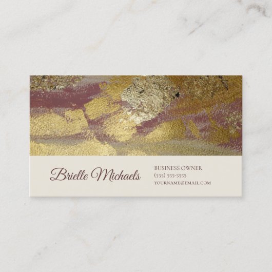 Goud Mauve Abstracte Textuur Visitekaartje (Voorkant)