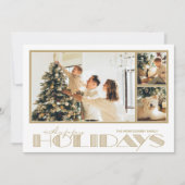Goud Meerdere Foto's Gelukkig Feestdagenkaart (Voorkant)
