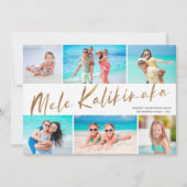 Goud Mele Kalikimaka 6 Foto Collage Kerstmis Ho Feestdagenkaart (Voorkant)