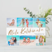 Goud Mele Kalikimaka 6 Foto Collage Kerstmis Ho Feestdagenkaart (Staand voorkant)