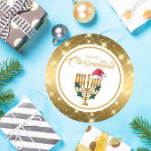 Goud Menorah Joodse Chanoeka Merry Chrismukkah Ronde Sticker
