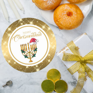 Goud Menorah Joodse Chanoeka Merry Chrismukkah Ronde Sticker
