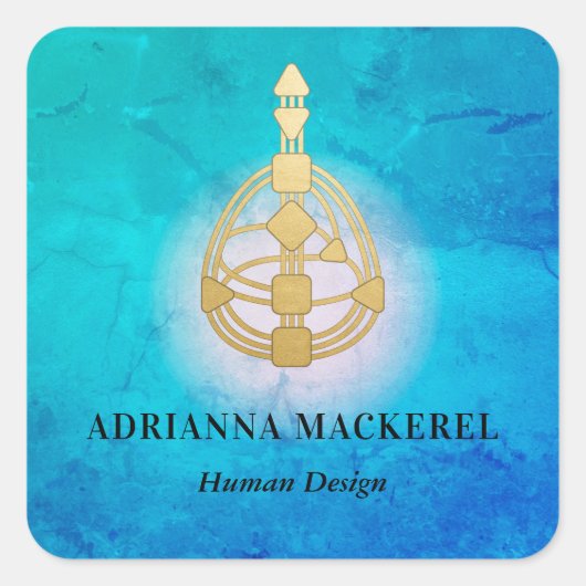 Goud Menselijk Ontwerp Lichaam Grafiek Vierkante S Vierkante Sticker (Voorkant)