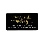 Goud Merry & Married | Etiket vakantieadres (Voorkant)