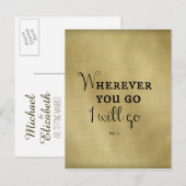 Goud met Bijbelvers Waarheen je ook gaat... Aankondigingskaart (Voorkant / Achterkant)