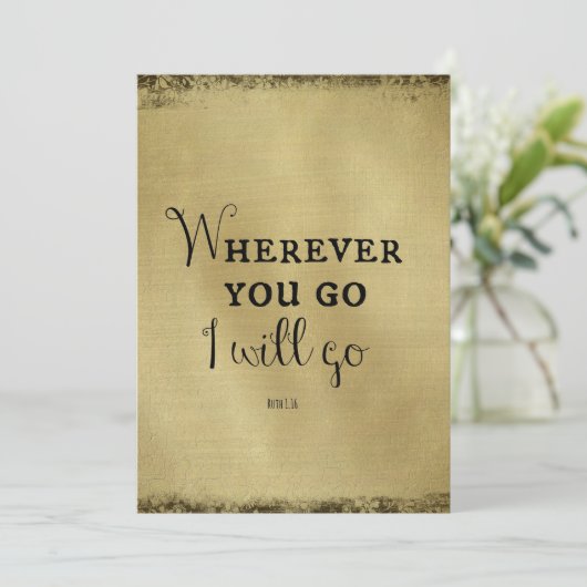 Goud met bijbelversie waar je ook gaat... kaart (Staand voorkant)