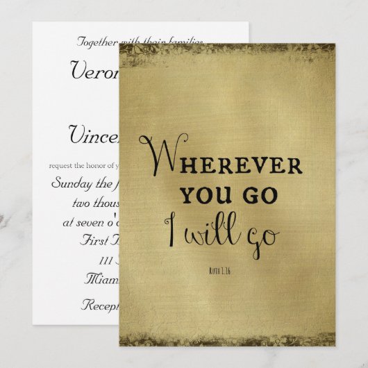 Goud met bijbelversie waar je ook gaat... kaart (Voorkant / Achterkant)