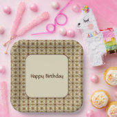 Goud met bruin geaccentueerd patroon papieren bordje (Feest)