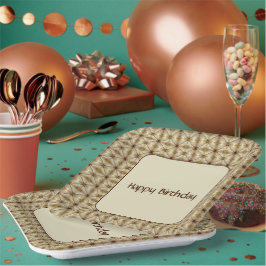 Goud met bruin geaccentueerd patroon papieren bordje