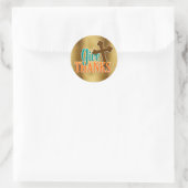 Goud met Bruine Kruis Geef Dank Sticker (Tas)