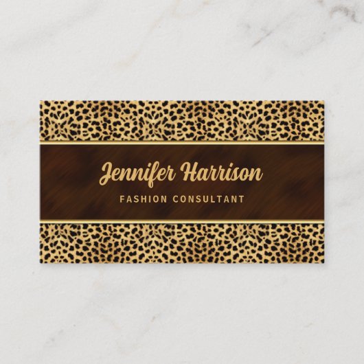Goud met Cheetah Animal Print Visitekaartje (Voorkant)