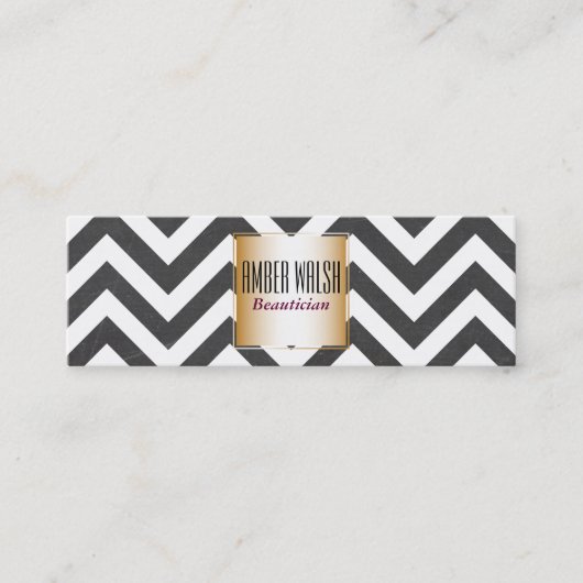 Goud met Chevron Pattern hedendaags Mini Visitekaartje (Voorkant)