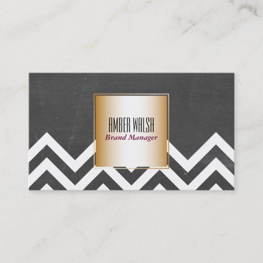 Goud met Chevron Pattern hedendaags Visitekaartje (Voorkant)
