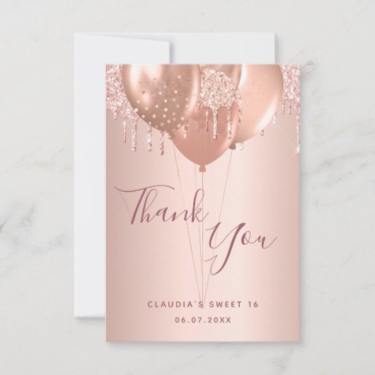 Goud met een roos van 16 gouden zwellingen bedankkaart (Voorkant)