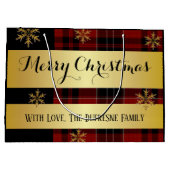 Goud met gepersonaliseerd kerstfeest groot cadeauzakje (Achterkant)