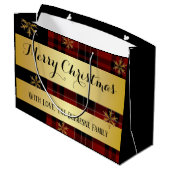 Goud met gepersonaliseerd kerstfeest groot cadeauzakje (Achterkant Gekanteld)