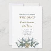 Goud met groene huwelijksuitnodiging Witte Tulpen Kaart (Voorkant)