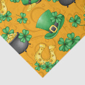 GOUD MET GROENE SCHAMROKKEN HOEFIJZERS POT GOLD TISSUEPAPIER (Detail)