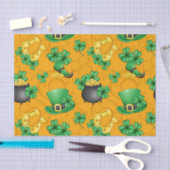 GOUD MET GROENE SCHAMROKKEN HOEFIJZERS POT GOLD TISSUEPAPIER (Craft)