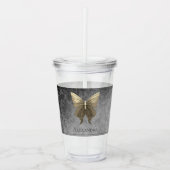 Goud met juwelen versierde vlinder acryl drinkbeker (Voorkant)