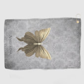 Goud met juwelen versierde vlinder golfhanddoek (Horizontaal)