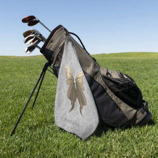 Goud met juwelen versierde vlinder golfhanddoek (Groen)