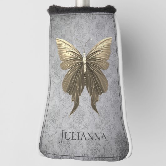 Goud met juwelen versierde vlinder golfheadcover (Draai 90)