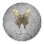 Goud met juwelen versierde vlinder keramische knop (Voorkant)