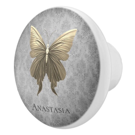 Goud met juwelen versierde vlinder keramische knop (Rechts)