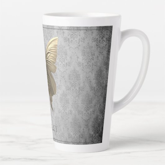 Goud met juwelen versierde vlinder latte mok (Rechts)