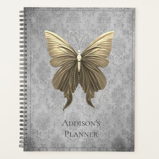 Goud met juwelen versierde vlinder planner (Voorkant)