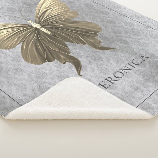 Goud met juwelen versierde vlinder sherpa deken (3/4)