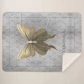 Goud met juwelen versierde vlinder sherpa deken (Voorkant (horizontaal))