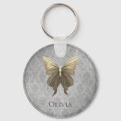 Goud met juwelen versierde vlinder sleutelhanger (Voorkant)
