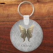 Goud met juwelen versierde vlinder sleutelhanger (Voorkant)