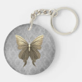Goud met juwelen versierde vlinder sleutelhanger (Achterkant)