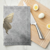 Goud met juwelen versierde vlinder theedoek (Quarter Fold)