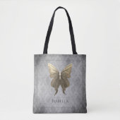 Goud met juwelen versierde vlinder tote bag (Voorkant)