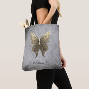 Goud met juwelen versierde vlinder tote bag