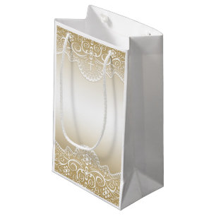 Goud met kant, kruis, religie klein cadeauzakje